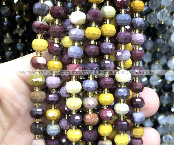 CRB6016 15 inches 6*8mm faceted rondelle mookaite gemstone beads