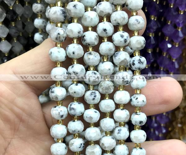CRB6018 15 inches 6*8mm faceted rondelle sesame jasper beads