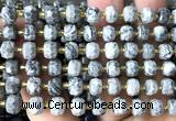 CRB6019 15 inches 6*8mm faceted rondelle grey picture jasper beads