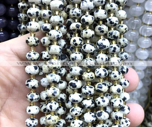 CRB6022 15 inches 6*8mm faceted rondelle dalmatian jasper beads