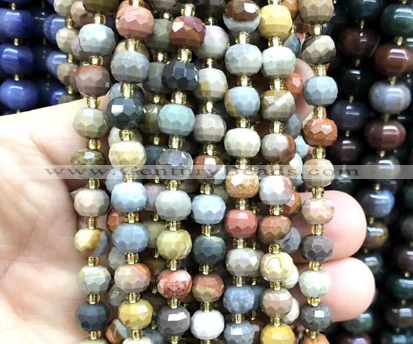 CRB6023 15 inches 6*8mm faceted rondelle American picture jasper beads