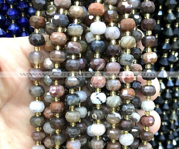 CRB6025 15 inches 6*8mm faceted rondelle wooden jasper beads