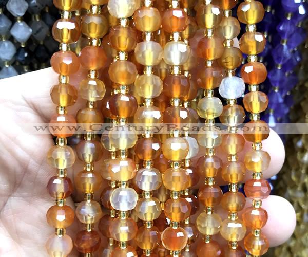 CRB6030 15 inches 6*8mm faceted rondelle carnelian beads