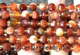 CRB6034 15 inches 6*8mm faceted rondelle red banded agate beads