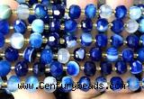 CRB6035 15 inches 6*8mm faceted rondelle blue banded agate beads