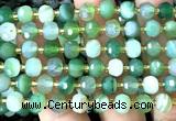 CRB6036 15 inches 6*8mm faceted rondelle green banded agate beads