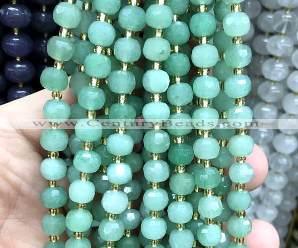 CRB6046 15 inches 6*8mm faceted rondelle green aventurine jade beads
