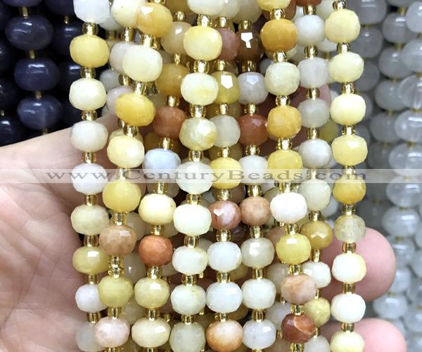 CRB6047 15 inches 6*8mm faceted rondelle yellow aventurine jade beads