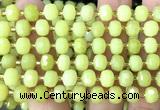 CRB6049 15 inches 6*8mm faceted rondelle lemon jade beads