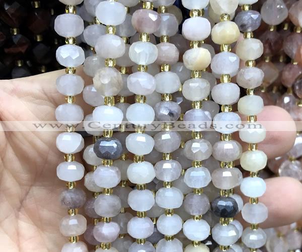 CRB6053 15 inches 6*8mm faceted rondelle violet jasper beads