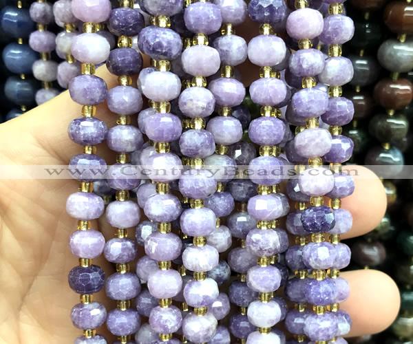 CRB6055 15 inches 6*8mm faceted rondelle lepidolite beads