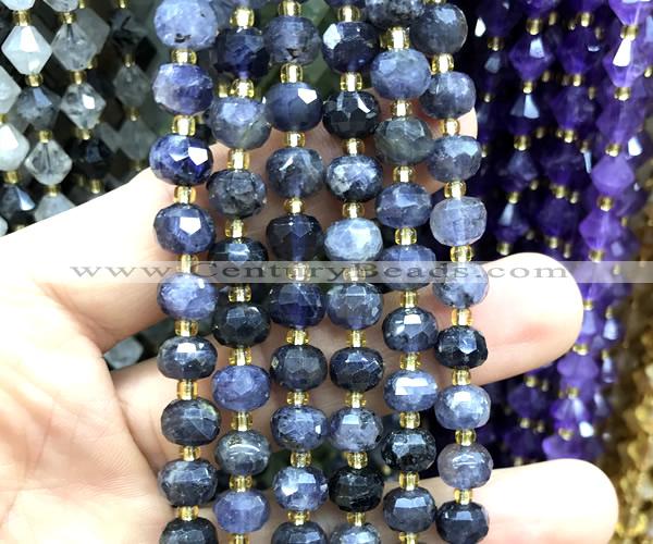 CRB6058 15 inches 6*8mm faceted rondelle iolite gemstone beads