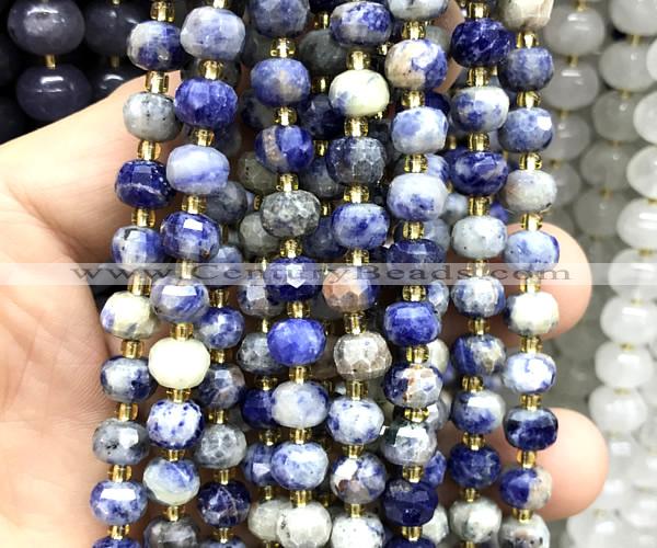 CRB6061 15 inches 6*8mm faceted rondelle orange sodalite beads