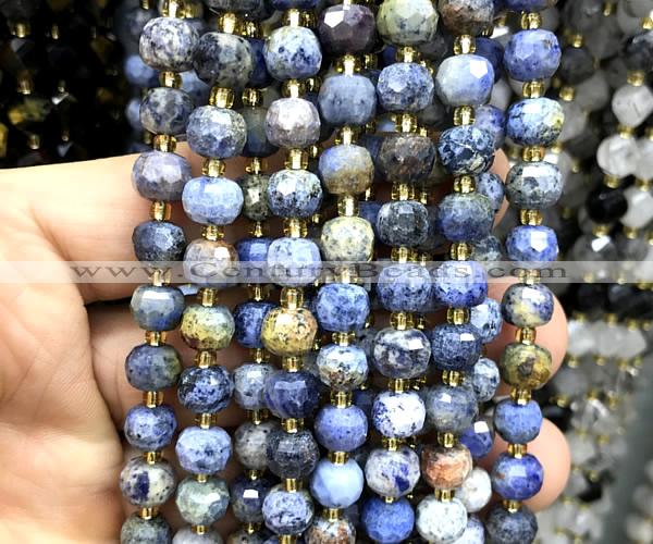 CRB6064 15 inches 6*8mm faceted rondelle sunset dumortierite beads