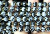 CRB6068 15 inches 6*8mm faceted rondelle snowflake obsidian beads