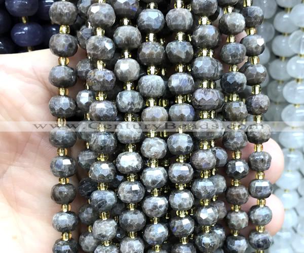 CRB6070 15 inches 6*8mm faceted rondelle grey labradorite beads
