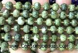 CRB6073 15 inches 6*8mm faceted rondelle green iron stone beads