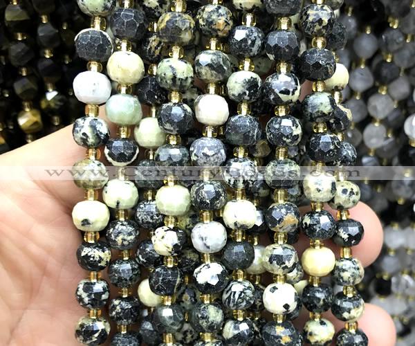 CRB6075 15 inches 6*8mm faceted rondelle African turquoise beads