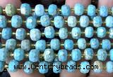 CRB6079 15 inches 6*8mm faceted rondelle gold vein turquoise beads