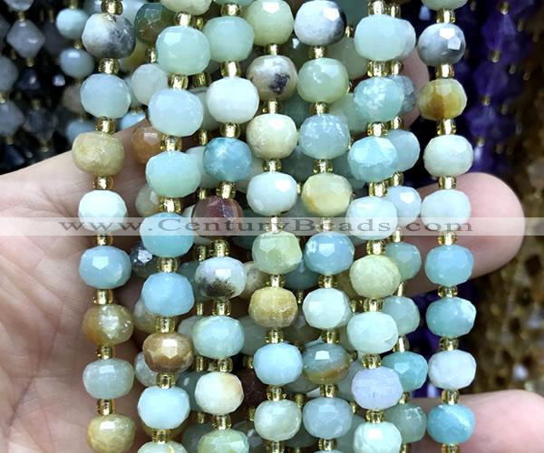 CRB6080 15 inches 6*8mm faceted rondelle colorful amazonite beads