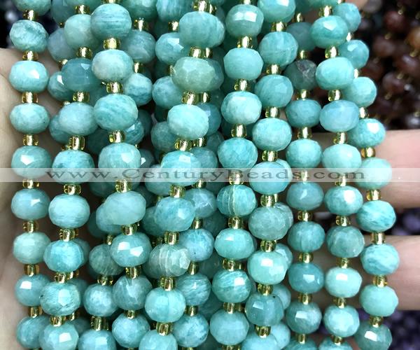 CRB6081 15 inches 6*8mm faceted rondelle amazonite beads