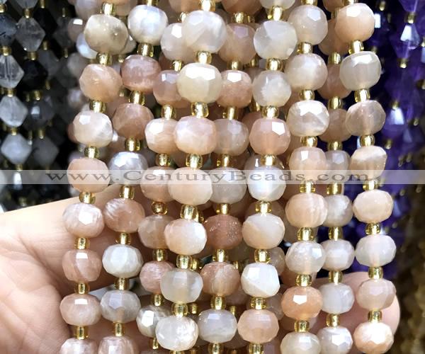 CRB6084 15 inches 6*8mm faceted rondelle moonstone beads