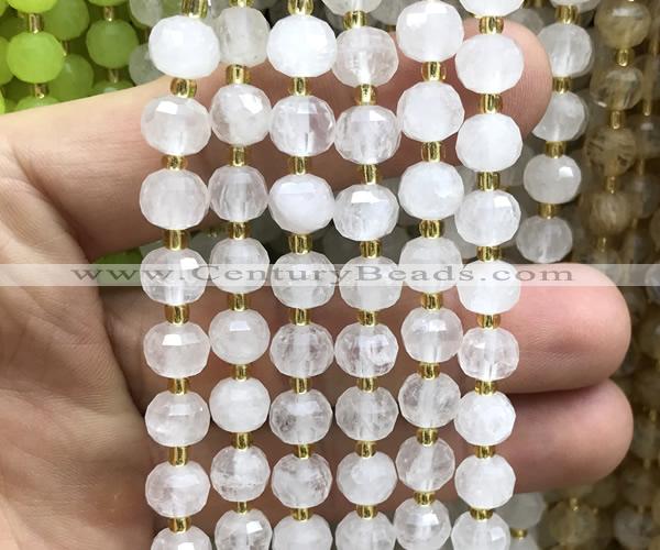 CRB6086 15 inches 6*8mm faceted rondelle Angola white quartz beads