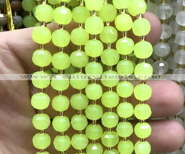 CRB6091 15 inches 6*8mm faceted rondelle dyed jade beads