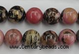 CRD04 15.5 inches 12mm round natural rhodonite gemstone beads