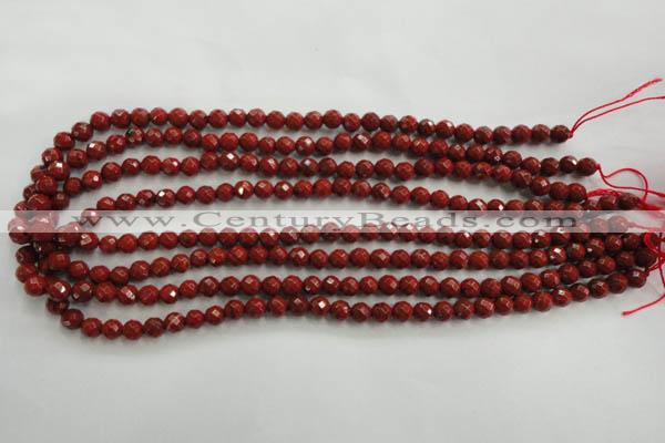 CRE152 15.5 inches 6mm faceted round red jasper beads wholesale