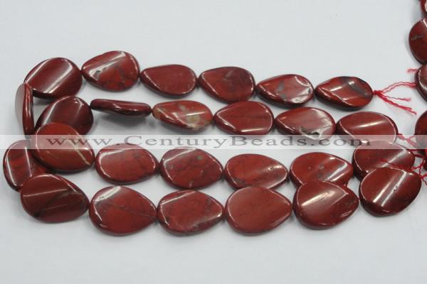 CRE18 16 inches 22*30mm twisted teardrop natural red jasper beads wholesale