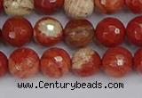 CRE332 15.5 inches 8mm faceted round red jasper beads