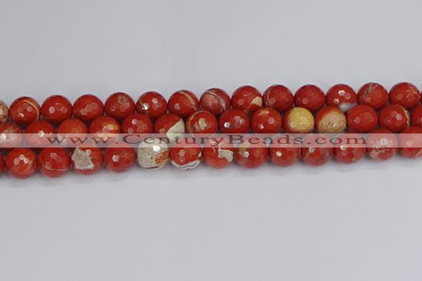 CRE334 15.5 inches 12mm faceted round red jasper beads