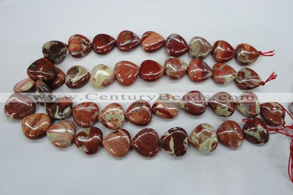 CRE42 15.5 inches 20*20mm heart red jasper beads wholesale