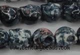 CRF366 15.5 inches 11*12mm skull dyed rain flower stone beads