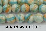 CRF394 15.5 inches 8mm round dyed rain flower stone beads wholesale