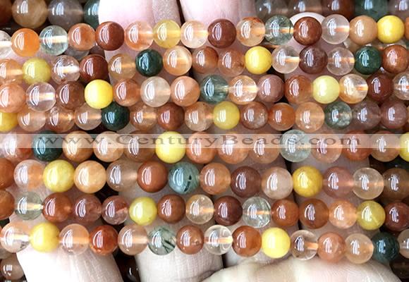 CRH611 15.5 inches 6mm faceted nuggets green rabbit hair beads