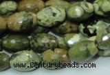 CRH68 15.5 inches 10*15mm faceted rice rhyolite beads wholesale