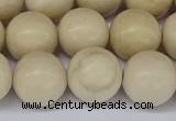 CRJ605 15.5 inches 14mm round white fossil jasper beads wholesale