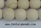 CRJ613 15.5 inches 10mm round matte white fossil jasper beads