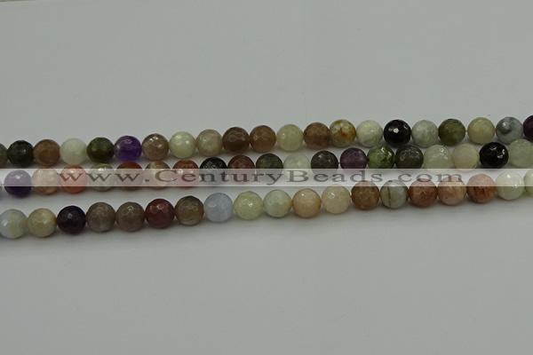 CRO1042 15.5 inches 8mm faceted round mixed gemstone beads