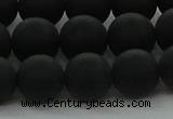 CRO1134 15.5 inches 12mm round matte black agate gemstone beads