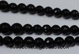 CRO702 15.5 inches 6mm – 14mm faceted round black agate beads