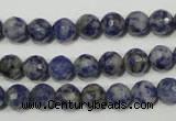 CRO772 15.5 inches 8mm faceted round blue spot stone beads wholesale