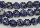 CRO773 15.5 inches 10mm faceted round blue spot stone beads wholesale