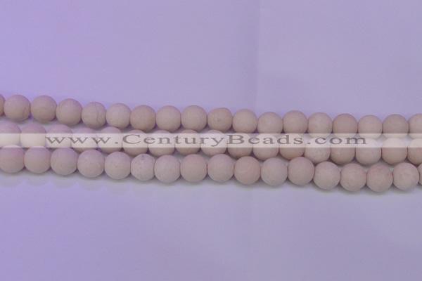 CRO791 15.5 inches 6mm round matte rice white fossil beads