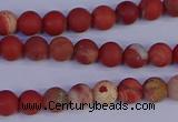 CRO930 15.5 inches 4mm round matte red jasper beads wholesale