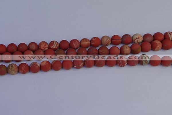 CRO933 15.5 inches 10mm round matte red jasper beads wholesale