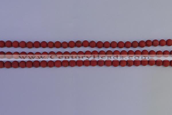 CRO941 15.5 inches 6mm round matte red jasper beads wholesale