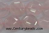 CRQ139 15.5 inches 15mm faceted coin natural rose quartz beads